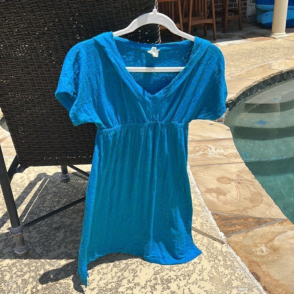 O’Rageous Swim Coverup w Hoodie Aqua Blue Women’s Small; Super lightweight